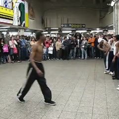 Breakdancer kicks a baby